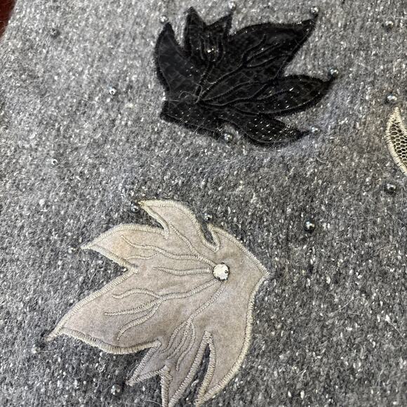 Donagain VTG Silk Wool Blend 3D Sweater Size L Indie Cottage Retro Monochrome - Picture 8 of 9